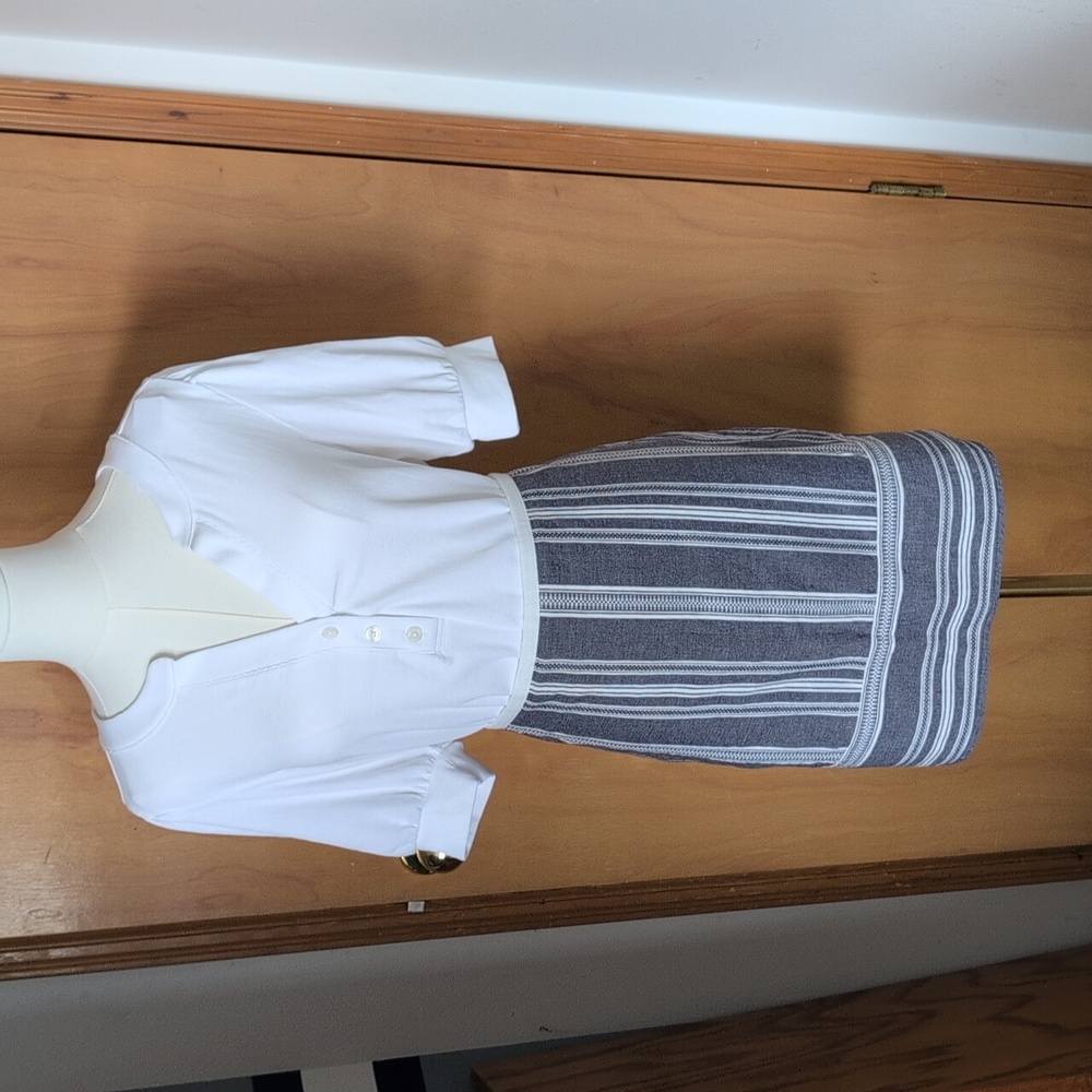 Loft Striped Gray and White Skirt